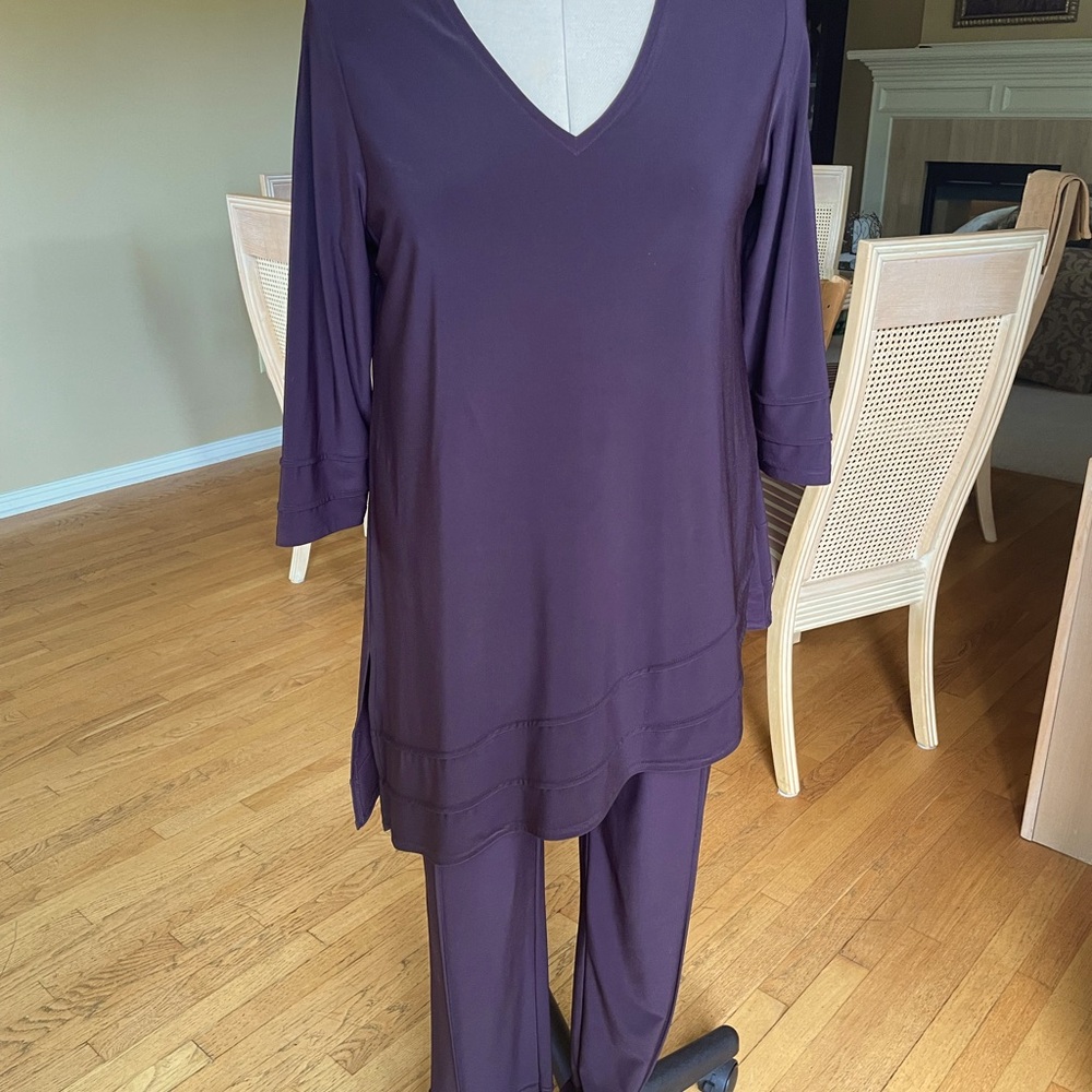 Dark eggplant two piece pantsuit
